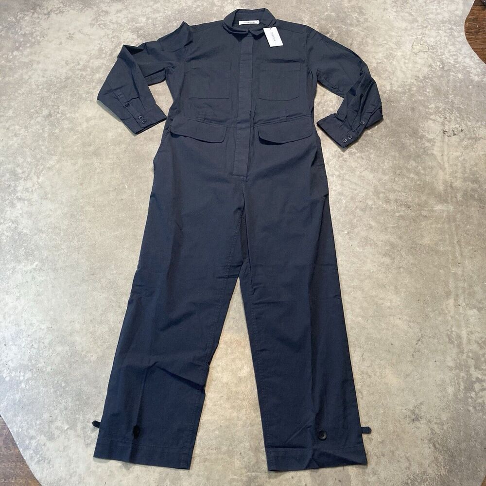 Thakoon Utility Jumpsuit Womens Small Black Cotton Casual Lightweight JM01 Italy